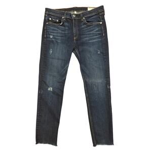 rag & bone Distressed Dark Blue Skinny Jeans